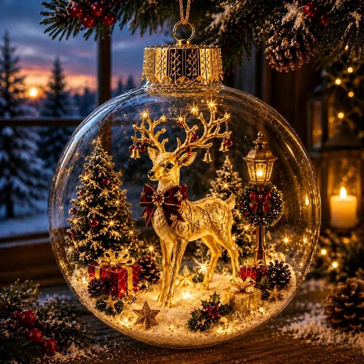 Glass Acrylic Hanging Pendant Warm Lighted Christmas Ornament Glowing Christmas Ornament Lighted Christmas Ball Ornament