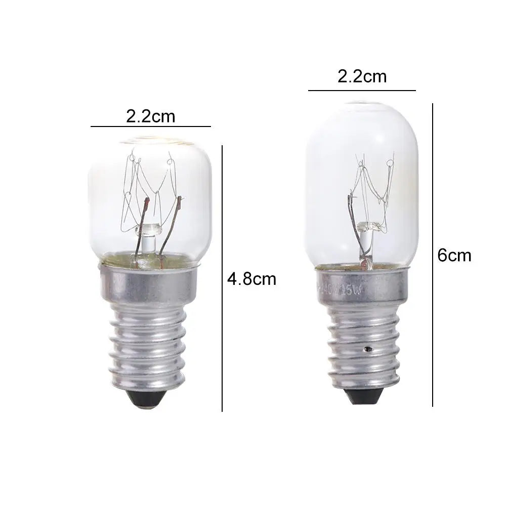 2-Pack 15W E14 High-Temperature Incandescent Bulbs (300°C) - Clear Glass Pygmy Light Bulbs for Ovens, Refrigerators & Salt Lamps