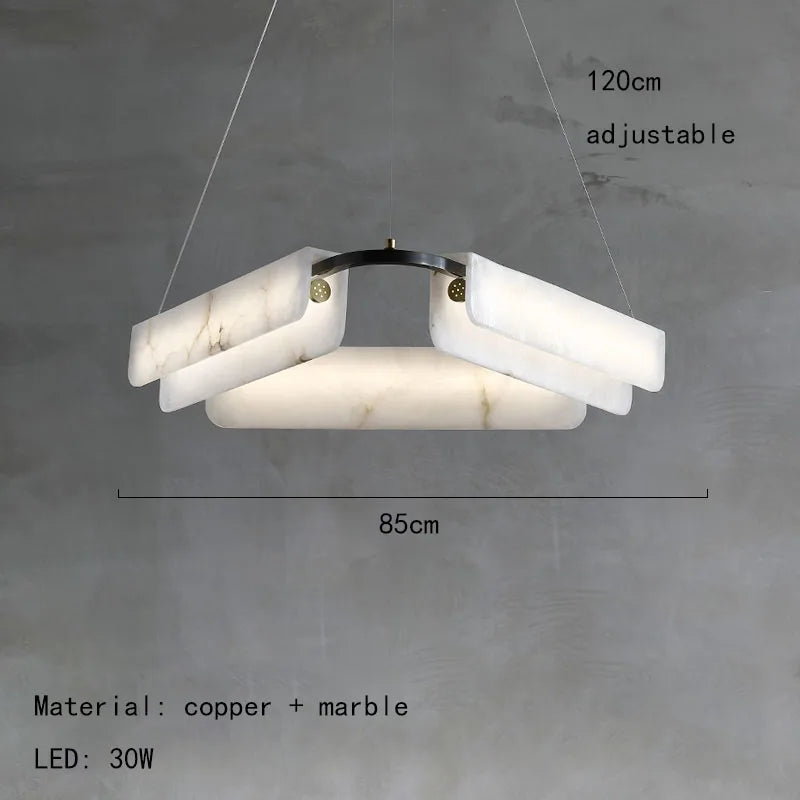 Nordic Marble Chandelier Modern White Stone Chandelier For Villa Living Room Bedroom Restaurant Decors LED Marble Pendant Lamp