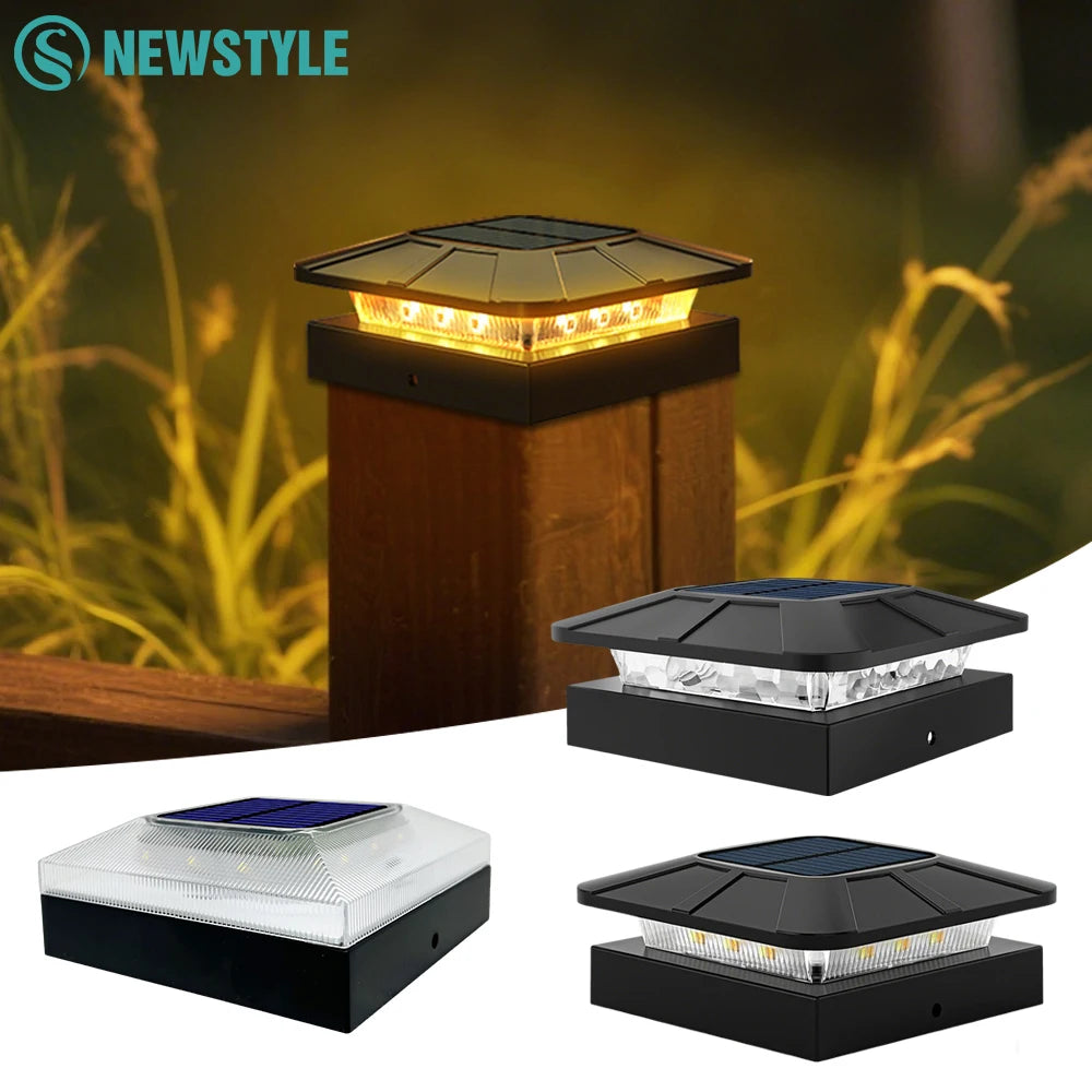Solar Fence Post Cap Lights with 3 Lighting Modes - Fits 4x4 Wood & Vinyl Posts
