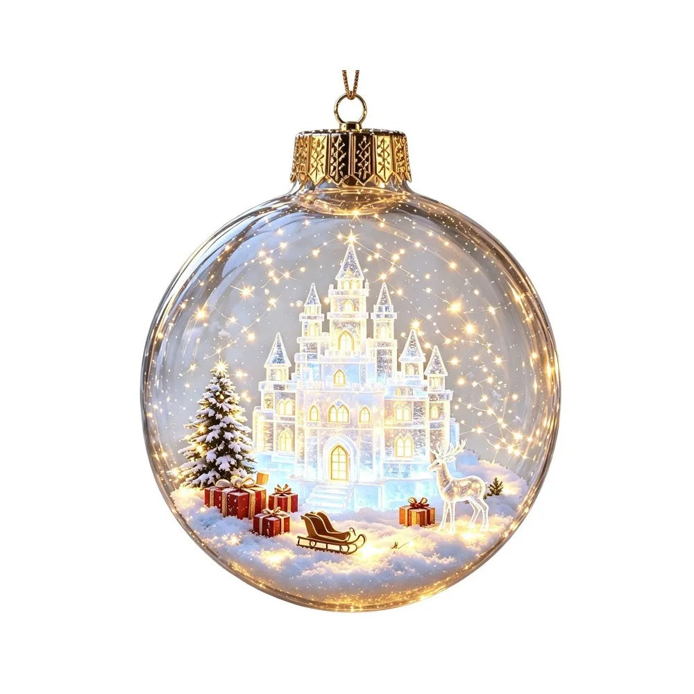 Acrylic Lighted Christmas Ball Ornament Transparent LED Lighted LED Christmas Tree Globe Decor Decorative