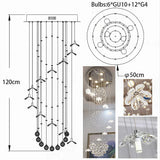 Floral Crystal String Chandelier Tall LED Pendant Light Indoor Decor Lighting For High Ceiling Stairs Lobby Hotel