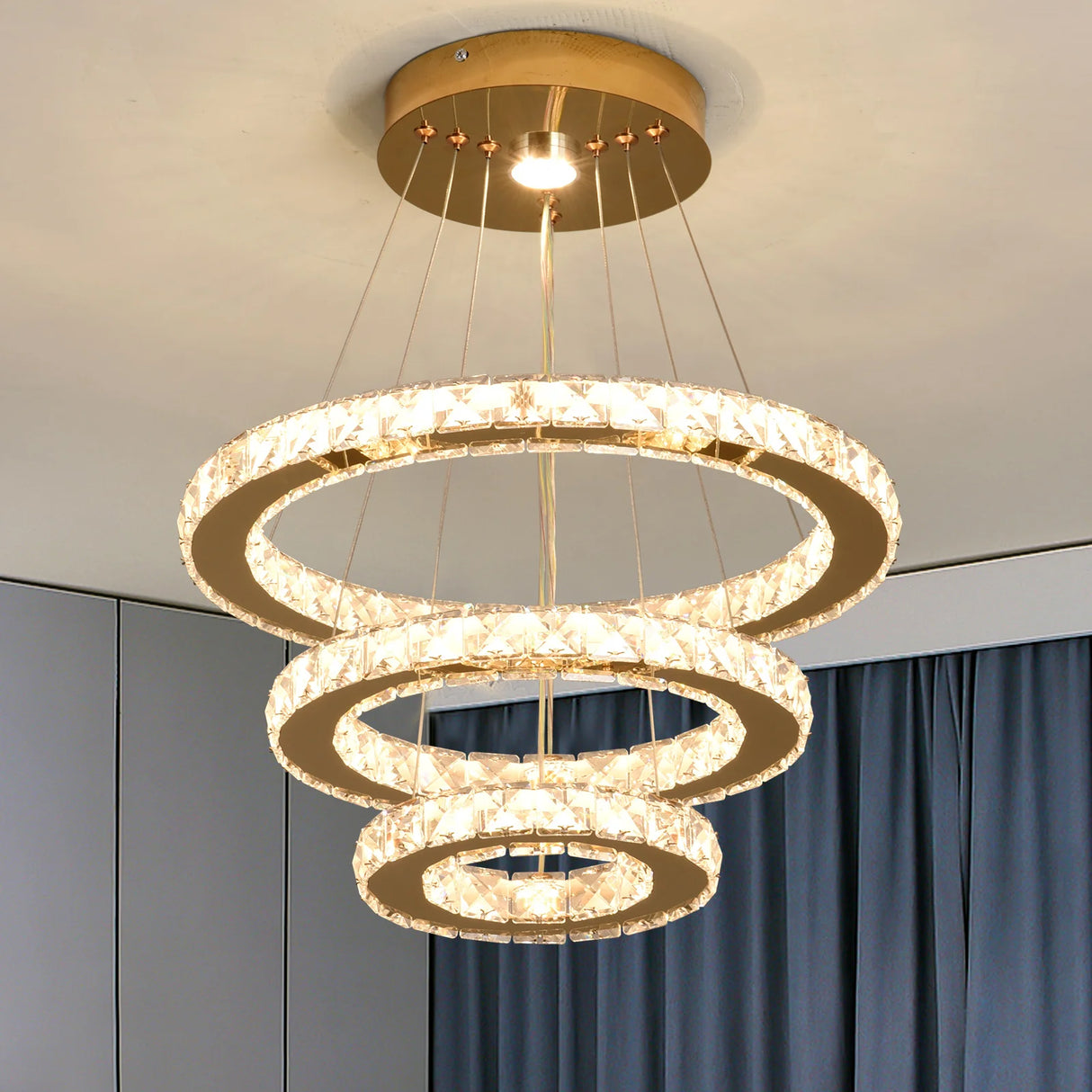 French Luxury Crystal Chandelier - Modern LED Ceiling Light for Living Room