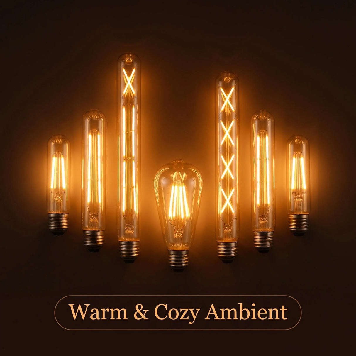 Vintage Golden Glass LED Filament Bulb - E27 Base T45 T185 T300 Chandelier Lamp