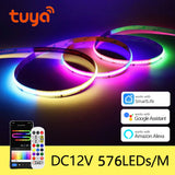 Tuya Smart Life 12V RGBIC COB LED Strip Light - WS2811 Addressable Ambient Tape