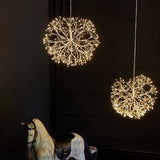 12.9in 192LED Hanging Chandelier Dandelion Light for Living Room E26/E27 Firework Fairy Light for Outdoor Indoor
