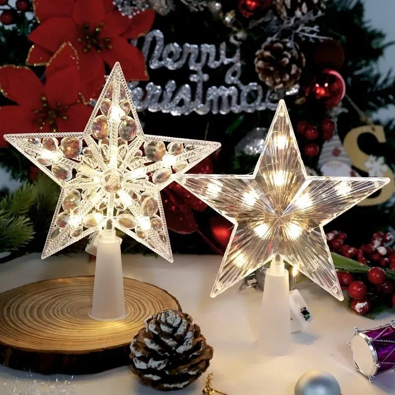 15/20cm Christmas Decoration LED Star Light Christmas Tree Pendant Ornaments for Home Decor Navidad New Year 2025 Gift Accessory