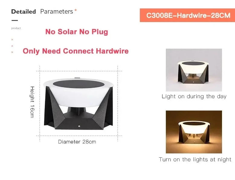 VZVI Solar Lights Outdoor Garden Light Column Lamps Post Light Waterproof Fence Gate Cap Light Lantern Head Lamp Patio Decor