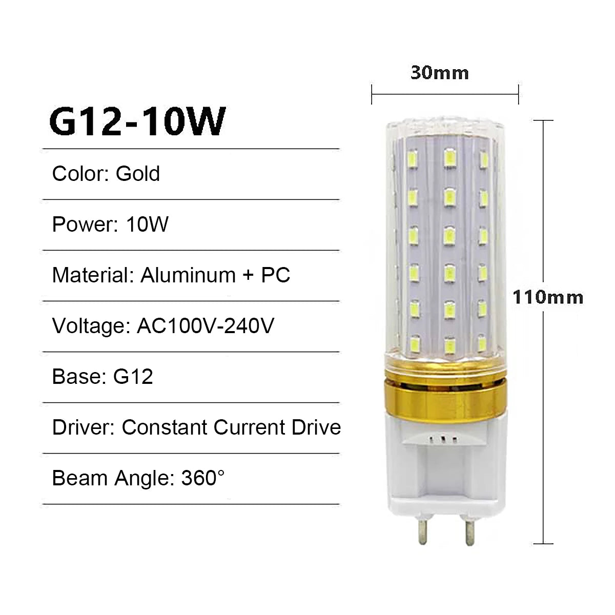 G12 Led Corn Light Bulbs Candle Bulb 15W 20W Cold Warm White 220V 240V 85-265V Clear Pc Shell 360 Degree Beam Angle Smd2835 Home
