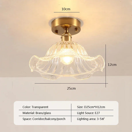 Retro LED Glass Ceiling Lights Nordic Brass Flower Aisle Decors Fixtures Living Room Corridor Balcony lamp Home Lighting Lusters'