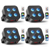 4-Pack/8-Pack 4x18W 6-in-1 RGBWA+UV Wireless Battery LED Par Light - App & DMX Controlled Stage Uplight for DJ, Party & Events