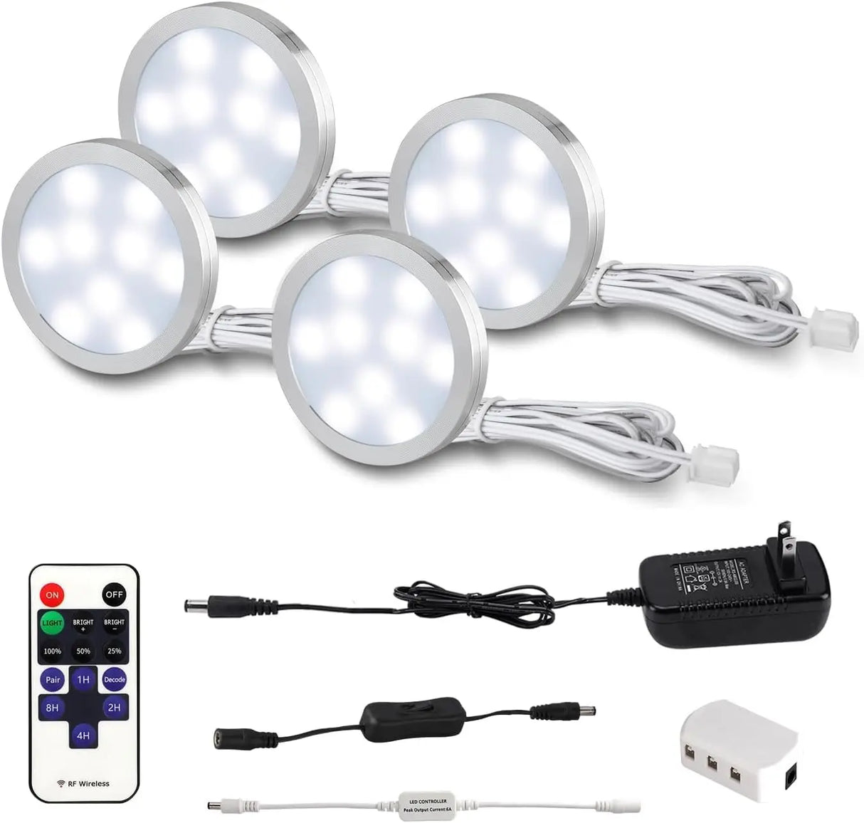 Under Cabinet Puck Lights with Remote,Light Wired, Under Counter Light Fixtures for Kitchen, LED Light for Shelf, Display Case