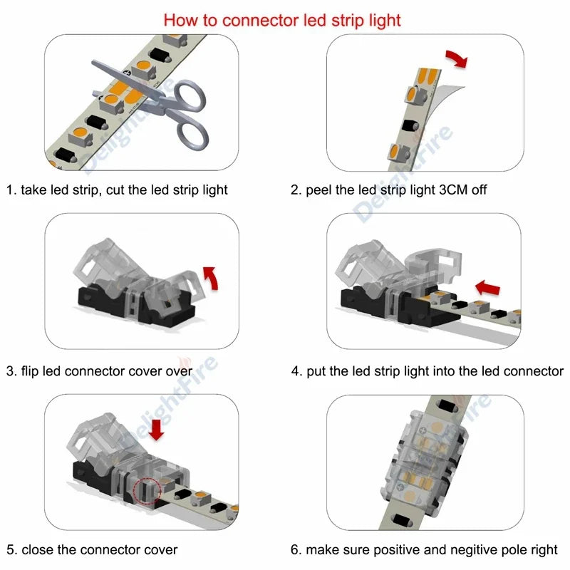 2/3/4/5/6 Pin LED Strip Connectors Waterproof LED Connector Terminal For 8mm 10mm LED Strip Light WS2811 WS2812B LED Strip
