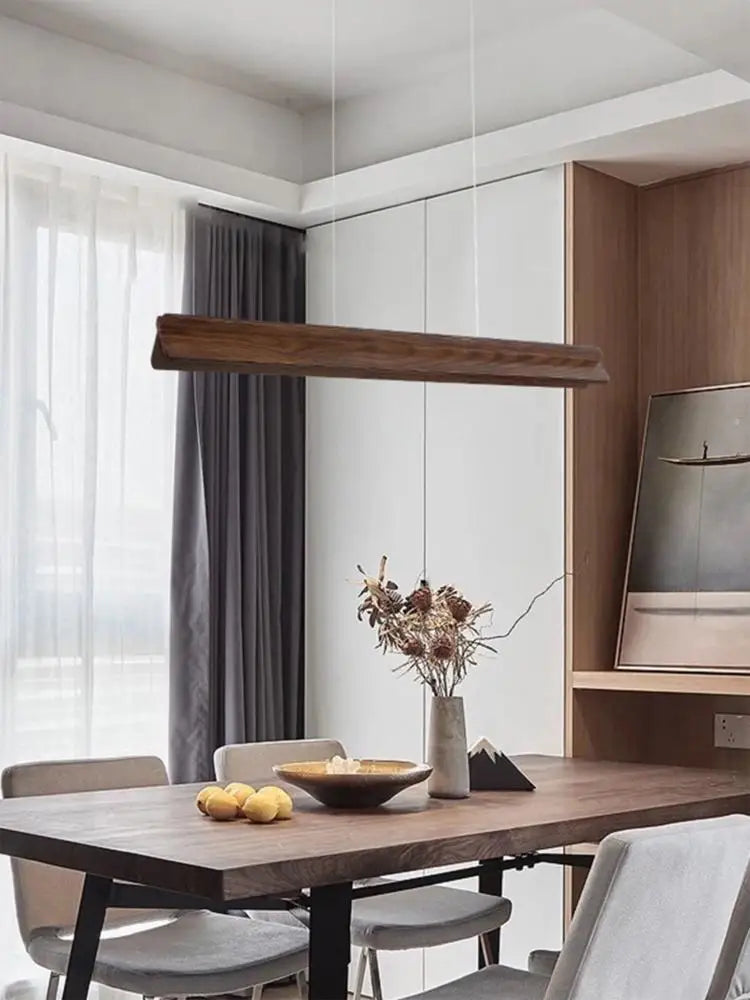 Nordic wood grain simple long dining table pendant lamp living room kitchen artistic luster home decoration lighting fixture