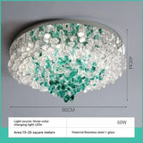 Modern Green Crystal LED Ceiling Light - Luxury Flush Mount Chandelier Lighting Fixture for Living Room, Bedroom & Hotel Decor