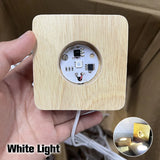 Wood Light Base Rechargeable Remote Control Wooden LED Light Rotating Display Stand Lamp Holder Lamp Base Art Ornament New