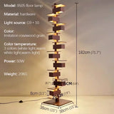 Taliesin Architectural Wooden LED Floor Lamp - Nordic Designer Stacked Column Standing Light Fixture for Living Room, Bedroom, Hotels & Villa Decor