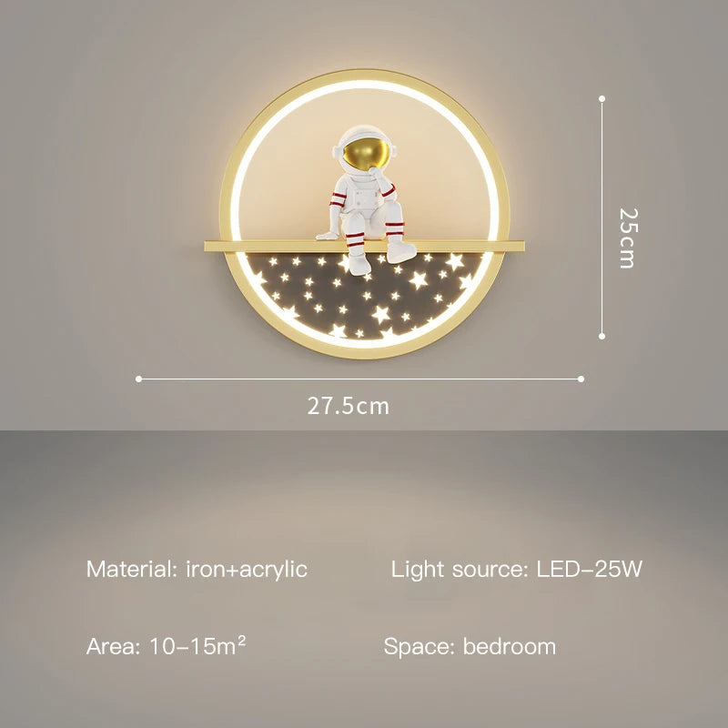 Minimalist Square Led Wall Lamps Astronaut Child Bedroom Bedsides Wall Seconded Light Modern Indoor Decors Night Lighting Fixture