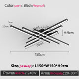 Black chandelier square bedroom lamps living room lamp led ceiling lamp Nordic minimalist creative led ceiling lamp strip lights