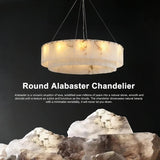 Modern Natural Marble Dimmable Pendant Light - Round Alabaster Ceiling Chandelier Fixture for Living Room & Dining Room