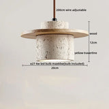 2026 New Cave Stone Pendant Light Bedroom Yellow Travertine LED Chandelier Living Dining Room Modern Hanging Lamp Decor Lighting