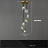 2026 Postmodern Copper Glass Chandelier - Blue Beauty Luxury Dining Room Light