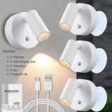 4-Pack Magnetic LED Wall & Table Lamp - Touch Dimmable 3-Color 350° Rotatable Night Light