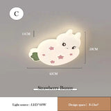 Pink Strawberry Bunny Light Cute Children's Room Ceiling Lights LED Modern Romantic Princess Room Girl Boy Bedroom Ceiling Lamps