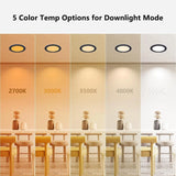 6-Inch Black LED Recessed Light with Night Light - 5CCT Dimmable Wafer Light