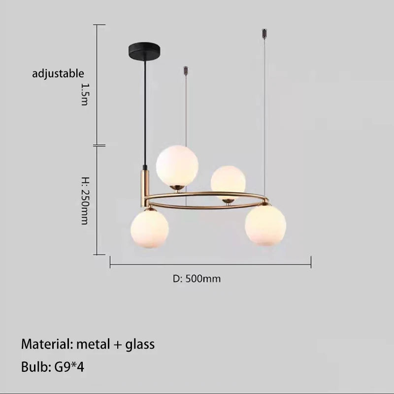 Nordic Designer Led Ceiling Chandelier Glass Lampshade G9 for Living Room Center Table Bedroom Pendant Lights Home Decors Fixture