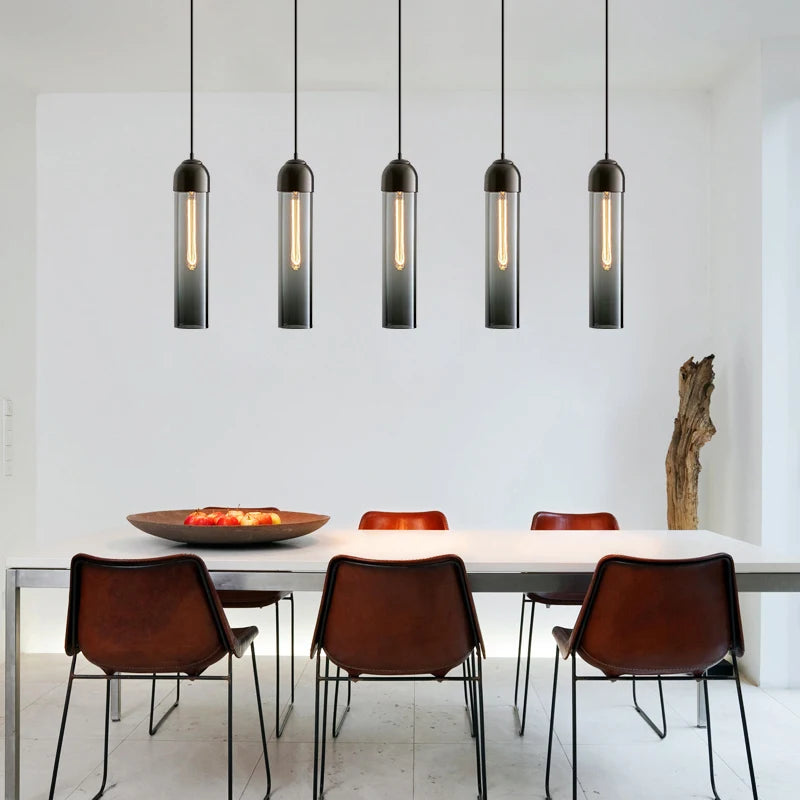 Modern LED Pendant Lamp Gray Glass Hanging Suspension Bedroom Kitchen Living Home Hall Indoor Decors Bar Nordic Lighting Lights
