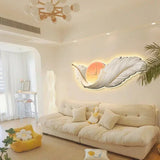 LED Wall Clock Light Luxury Large Art Clocks Living Room Decors Painting Wall Watch Feather Silent Clock Renog Home Decoration