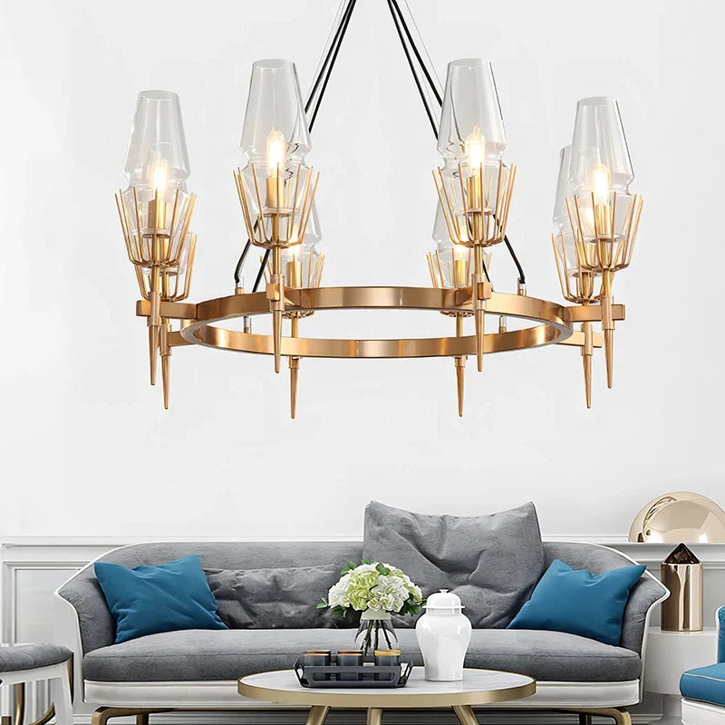 Post Modern Luxury Led Gold Lustre Glass Chandelier Room Decor Pendant Lamp Living Dining Bedroom villa Indoor Lighting Fixtures