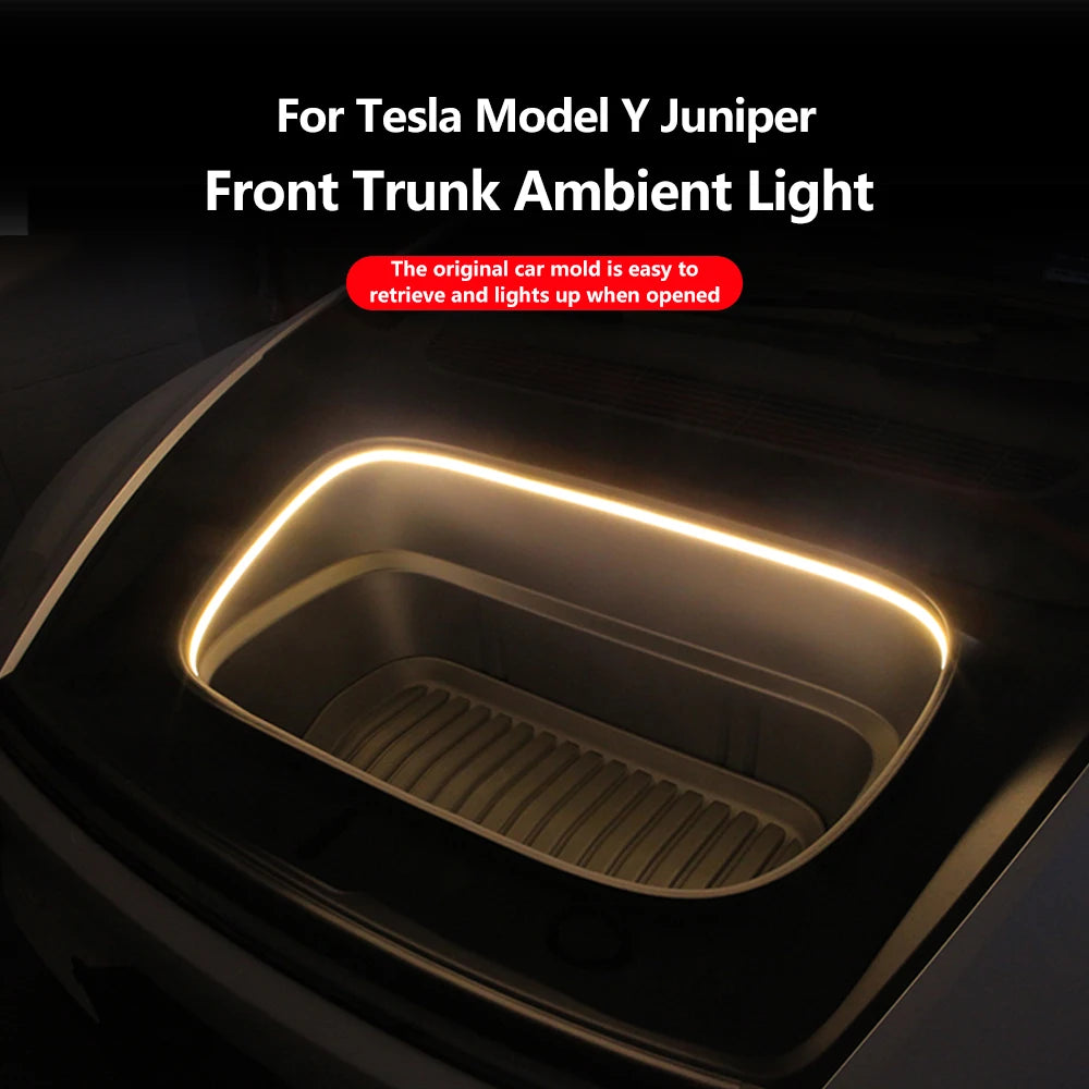 For Tesla Model Y Juniper Model 3 Highland 2025 Front Trunk Frunk LED Ambient Surround Light Flexible Silicone Strip Accessories