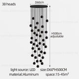 Orb Chandelier Interior Lighting Decorative Lamps Black Circular Penthouse Designer Living Room Pendant Stairwell Chandelier