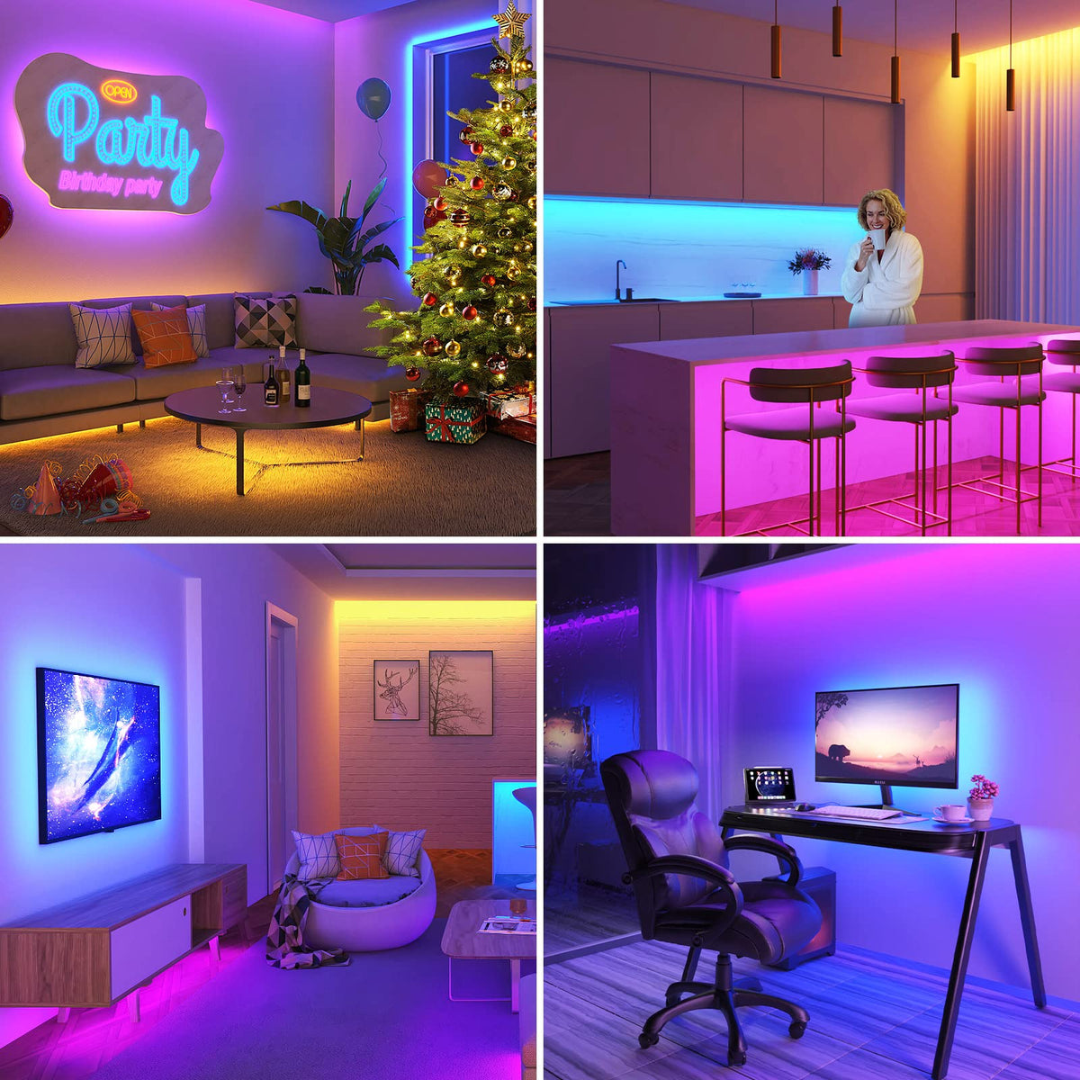 LED Strip Lights RGB Tape LED Lights for Room Decor Bluetooth SMD5050 ...
