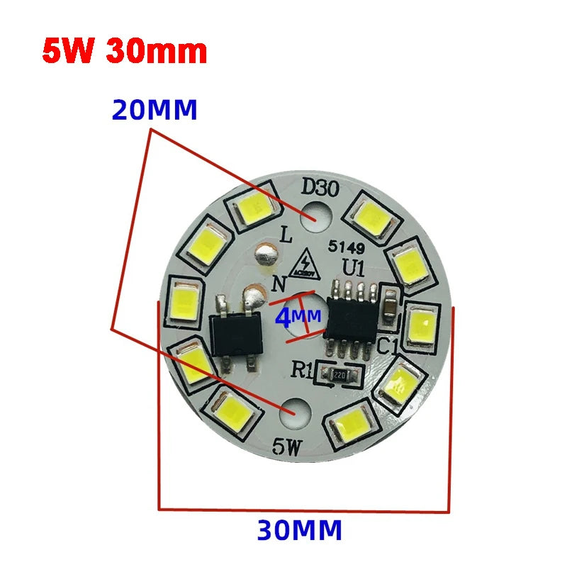 AC 220V Driver-free 2835 SMD Led Chip 3W - 18W 28mm - 120mm Lamp Light Board Bulb Round Light Source