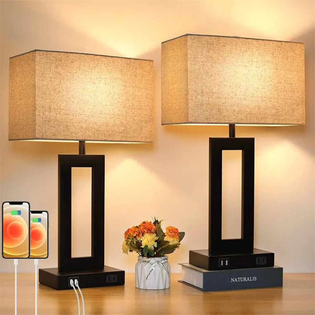 Bedside Lamp With 2 USB Ports Touch Control Table Lamp 3-Way Dimmable Bedroom Modern Nightstand Lamp For Living Room