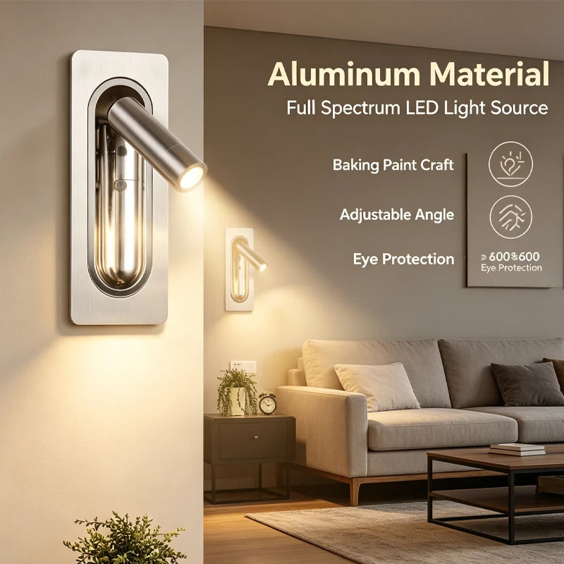 Full Spectrum Eye-Protection LED Wall Lamp - Rotatable Bedside & Study Reading Light