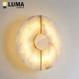 Modern Luxury Creative Natural Marble Copper Wall Light - Alabaster Marble Wall Sconce for Bedroom Bedside Living Room Aisle