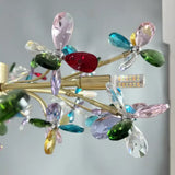 Luxury French Colorful Colored Crystal Flower Pendant Ceiling Light Romantic Living Room Dining Room Bedroom Daughter Lustre