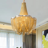  New Postmodern Light Luxury Personality Tassel Iron Living Room Chandelier Dining Room Bedroom Duplex Staircase Large