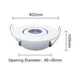 6pc 3W 1W Mini led Downlight Cabinet Recessed Spot light led Driver Pure Nature Warm white and White Silver Black body AC85-265V