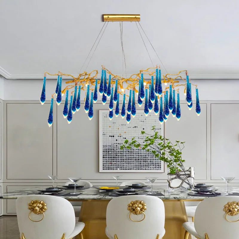 Light Luxury Crystal Chandelier Postmodern Minimalist Living Room Tree Branch Lamp Artistic Dining Room Pendant Lamp