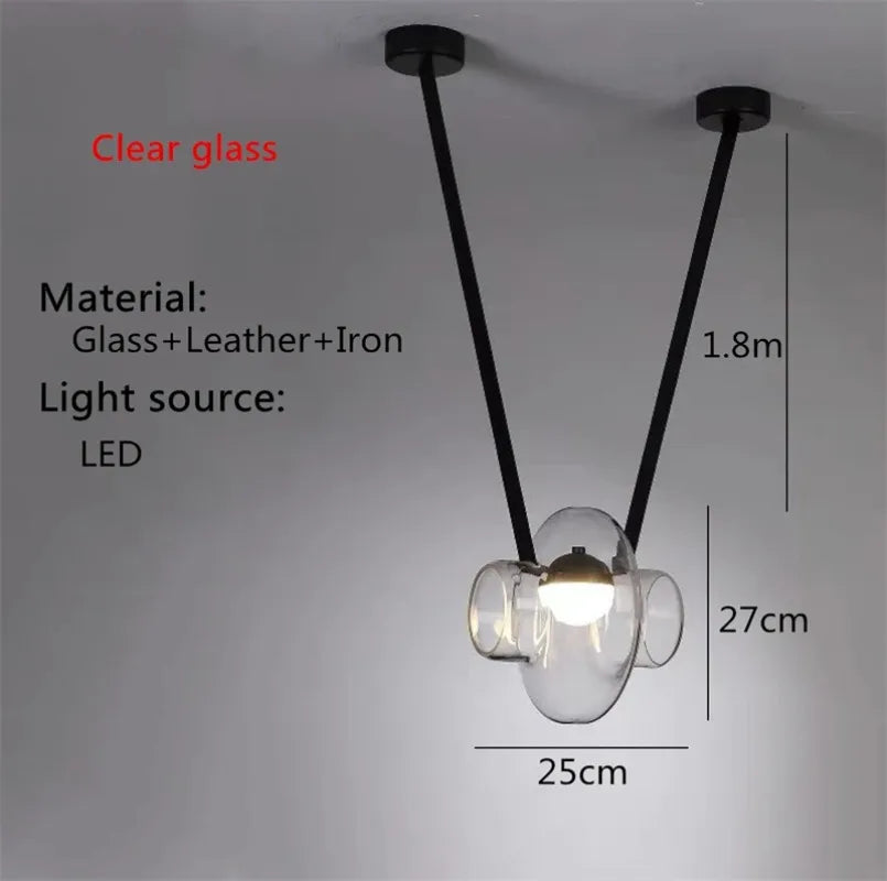 Italy New Designer Luxury Glass LED Pendant Lamp Living Room Bedroom Bar Restaurant Leather Chandelier Interiordecor Lighting