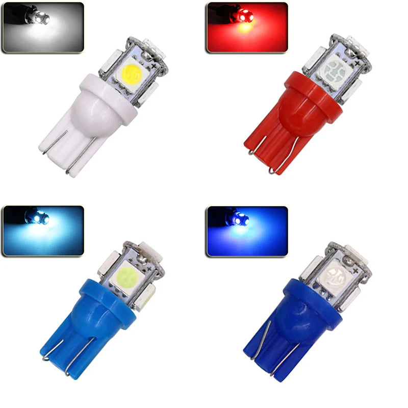 1Pack Car LED Bulb T10 W5W 194 LED Signal Light 5050 SMD White Auto Interior Dome Reading Lamp Side Wedge Trunk Lamp DC 12V 24V