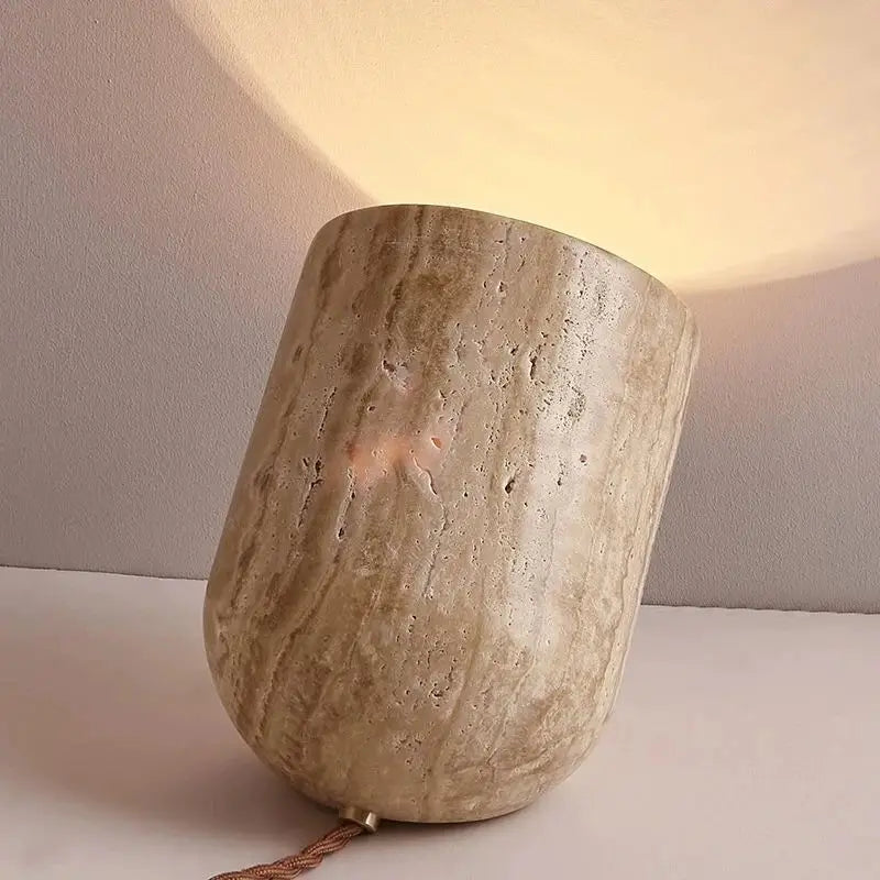 Modern Bedroom Travertine Floor Lamp Natural Yellow Cave Stone Table Lamp Indoor Decor Lighting Bedside Living Room Study E27