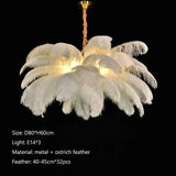 Nordic Ostrich Girl Ins Feather Art Living Room Chandelier Bedroom Indoor Hanging Lamp Pendant Lights Home Decor Ceiling Lamps