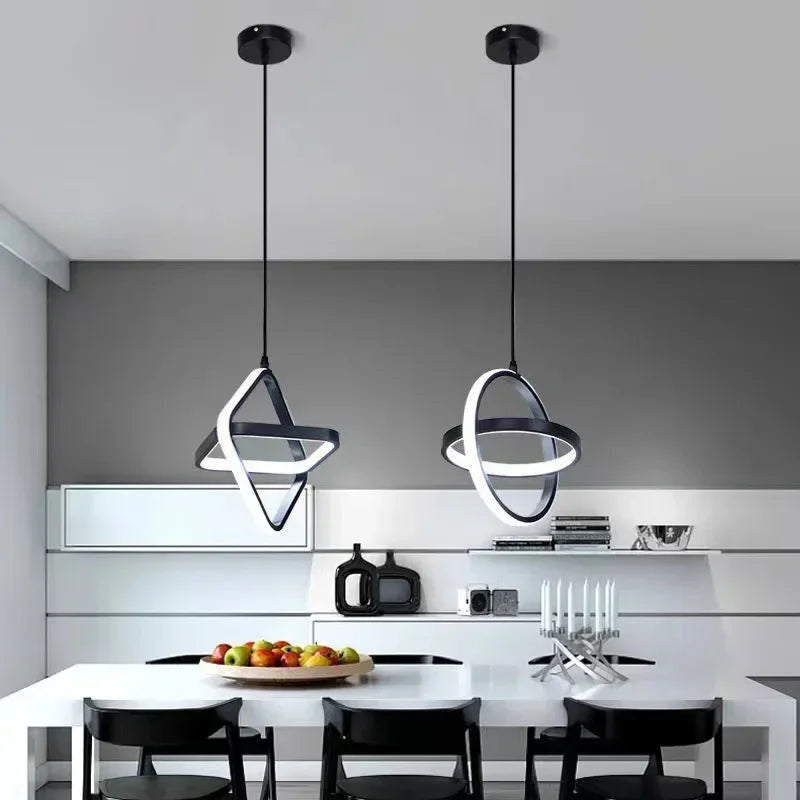 Modern Led Pendant Lights Black Chandelier For Dining Room Bedroom Bedside Pendant Lamp Home Dining Table Room Decor Hanging Lamp