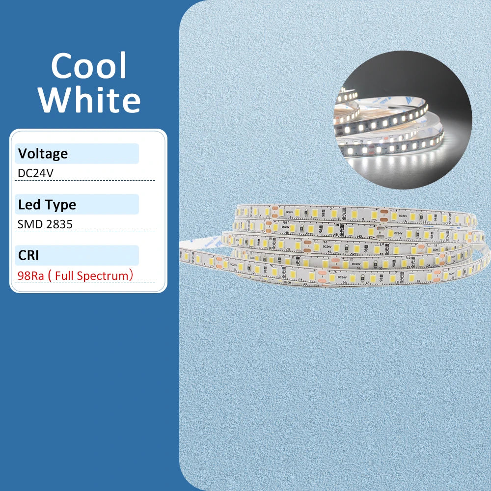 Ra98 Full Spectrum Led Strip Light 24V 10M 5M SMD2835 120LEDs Flexible Led Tape Ribbon Lamp 24 volt High CRI Flexible Lighting